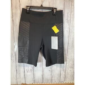 ATHLETA Delancey Gleam Black Moto Biker Short Pull-on Comfort Textured Sz Medium